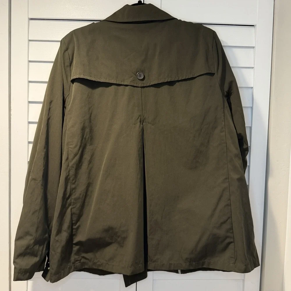 Skies Are‎ Blue Women's Olive Green Trench Jacket Size XL Double Breasted